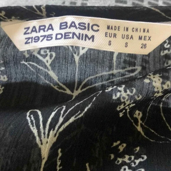 Zara floral sheer blouse with ruffle lace sleeves women's size‎ S castlecore - Picture 5 of 5